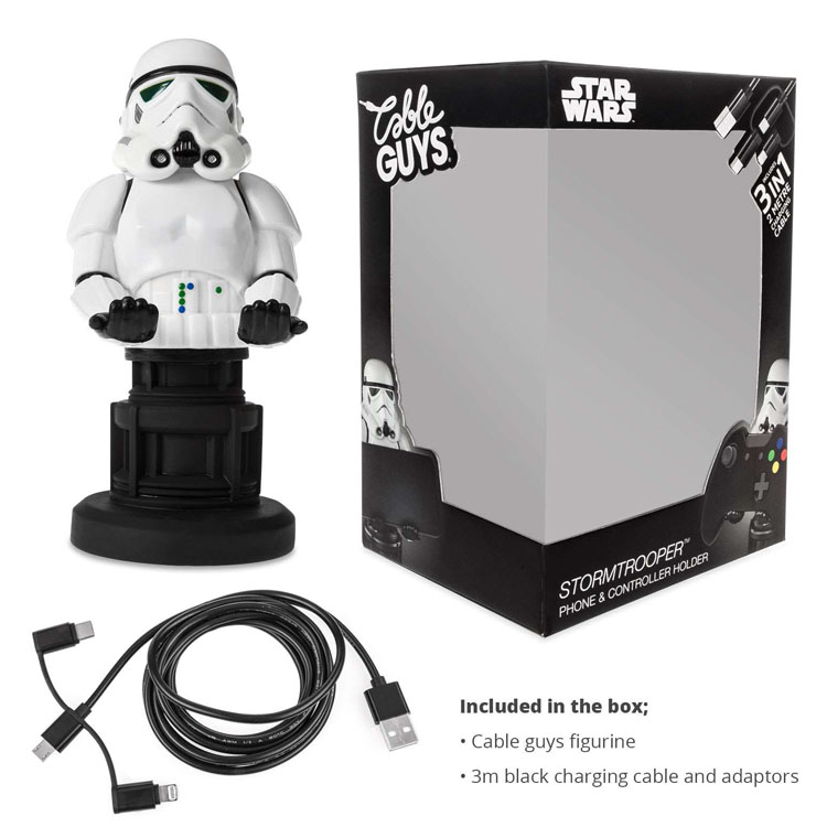 خرید عروسک نگهدارنده کنترلر و موبایل- به همراه کابل شارژ دو متری - مدل Storm Trooper از Star Wars